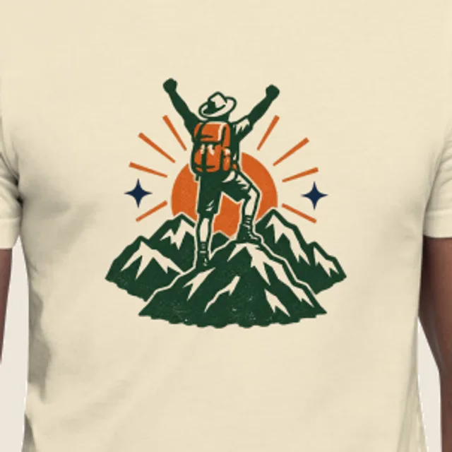 For the hiker, Souvenir badge style, printed on a tee