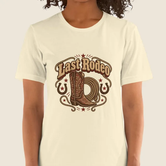 Last Rodeo, Western style, printed on a tee