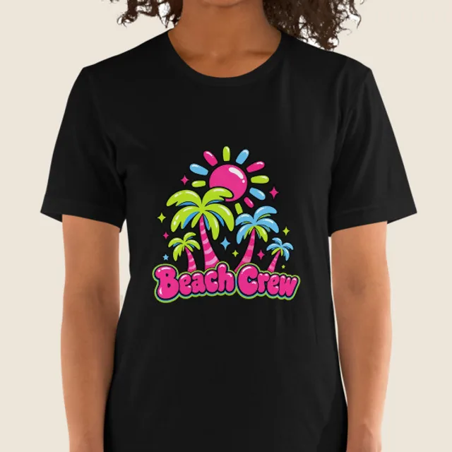 Beach Crew, Y2K bubble style, printed on a tee