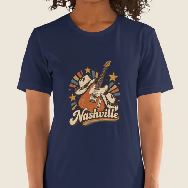 Nashville, Vintage distressed style, printed on a tee